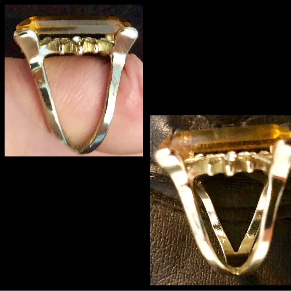 VINTAGE DOUBLE LAYER LUCITE SWAROVSKI STAR RING - Picture 7 of 8